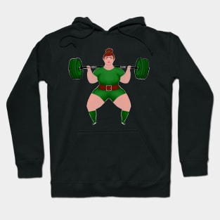 Strong Women Powerlifting gym girl in Green Hoodie